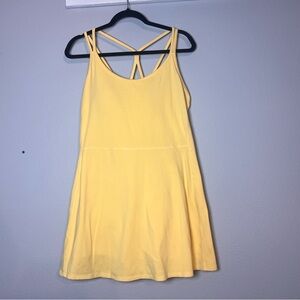 Old Navy Powerchill Athletic Mini Dress Size XL Yellow Strappy Back Shorts Under